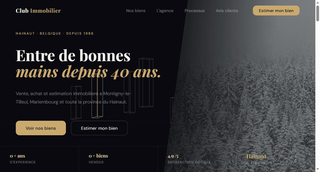 The same homepage after the rebuild