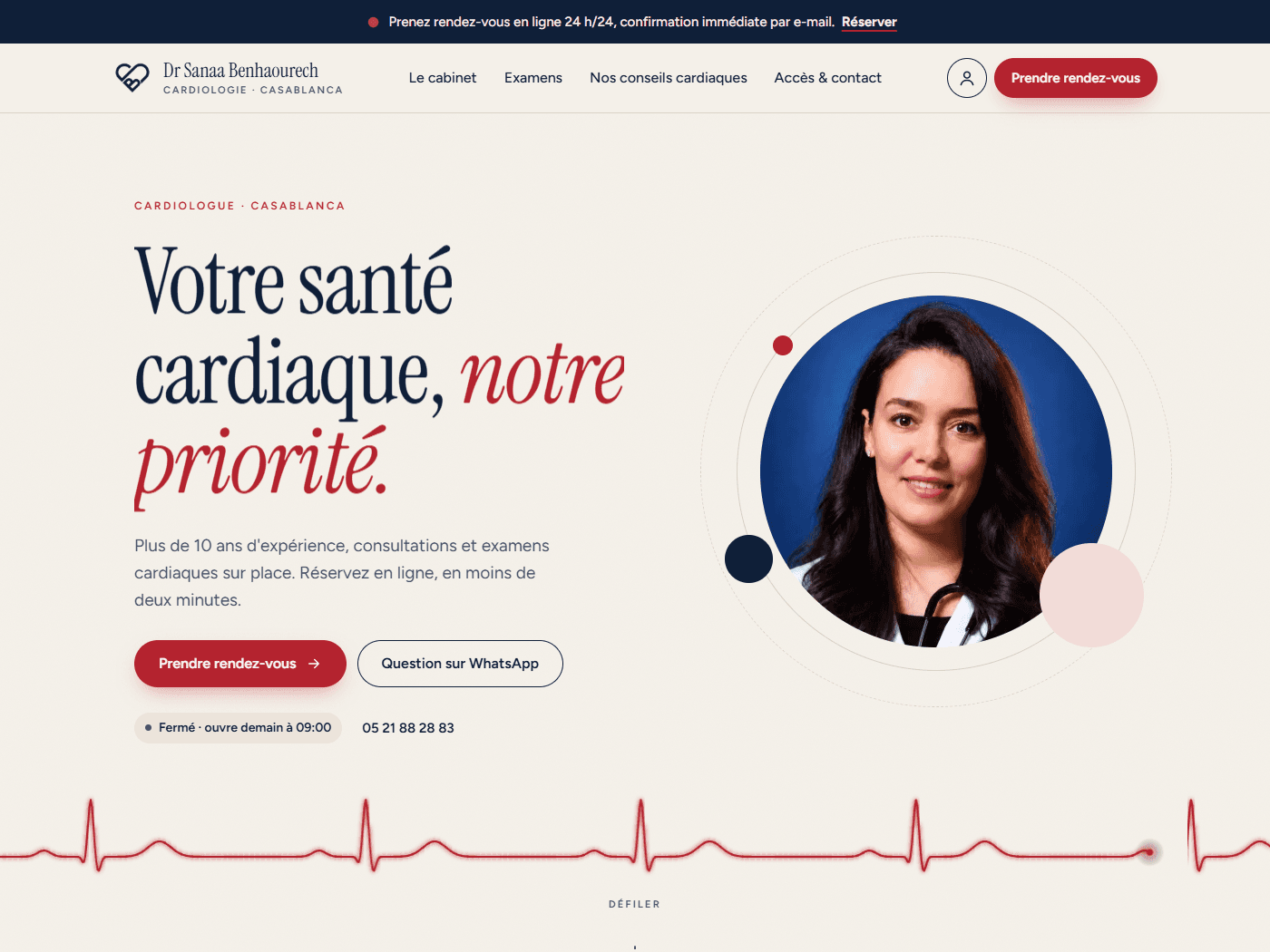Dr Sanaa Benhaourech cardiology clinic website