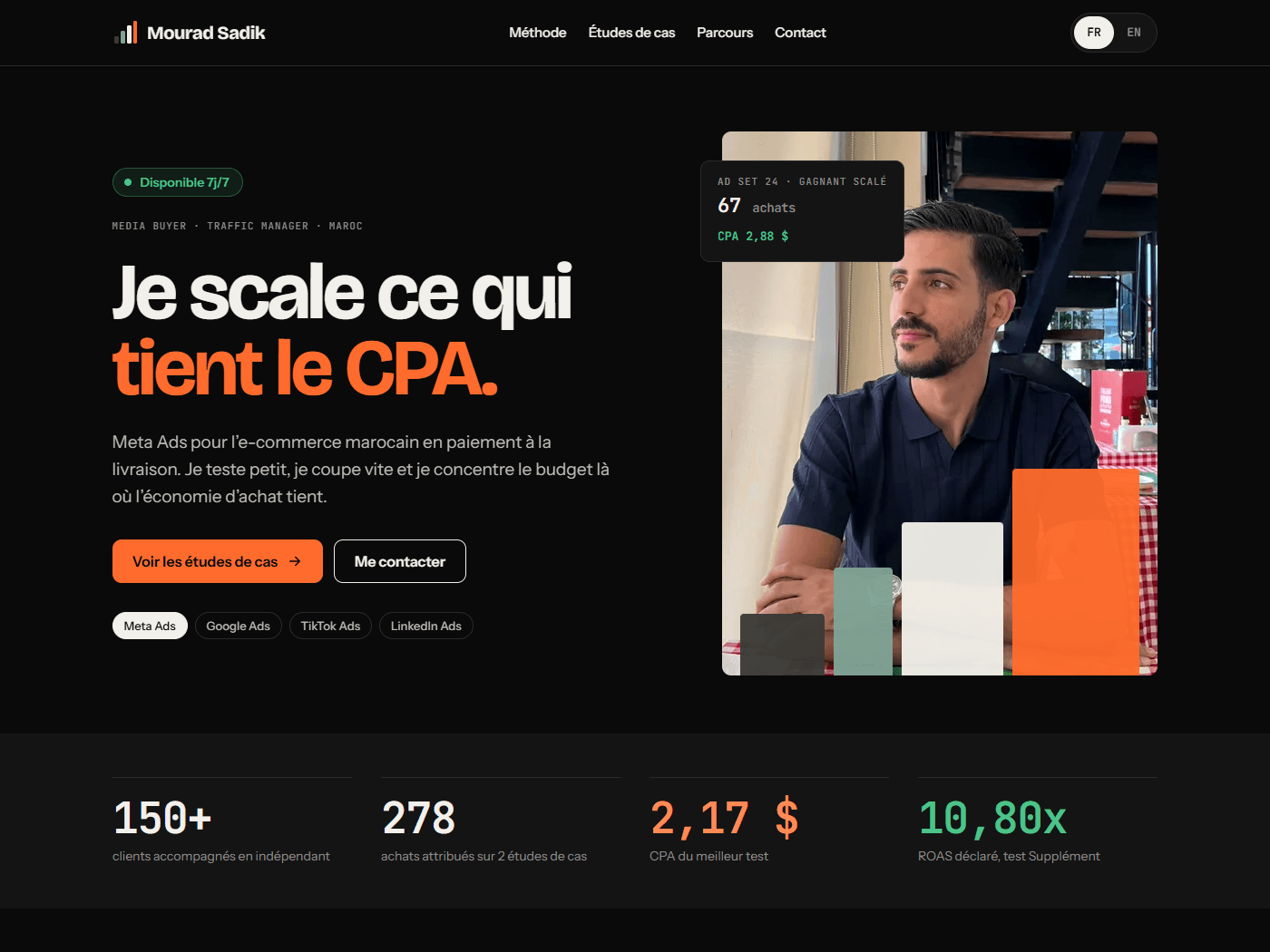 Mourad Sadik media buyer portfolio website