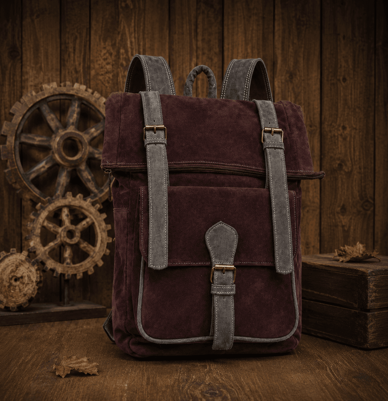 Sac AZERI en daim bordeaux